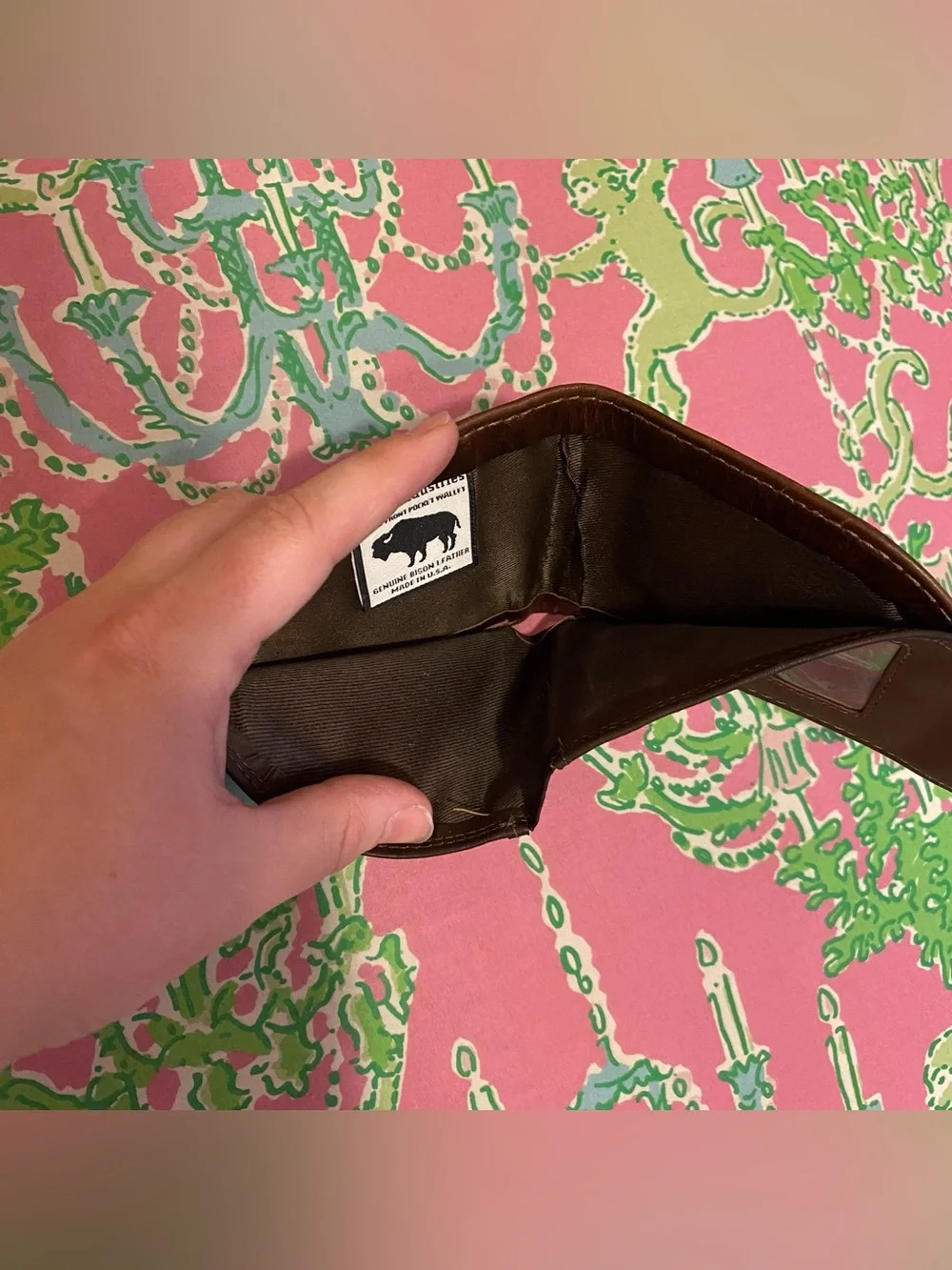 ROGUE INDUSTRIES Front Pocket Wallet Billfold Brown Genuine Bison Leather